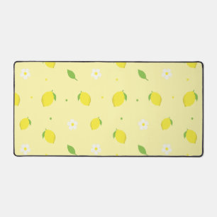 Yellow Orange Seamless Pattern with White Flowers  Desk Mat