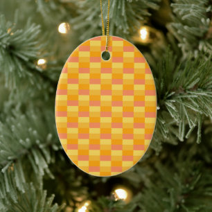 Yellow Orange Shades Color Blocks Ceramic Tree Decoration