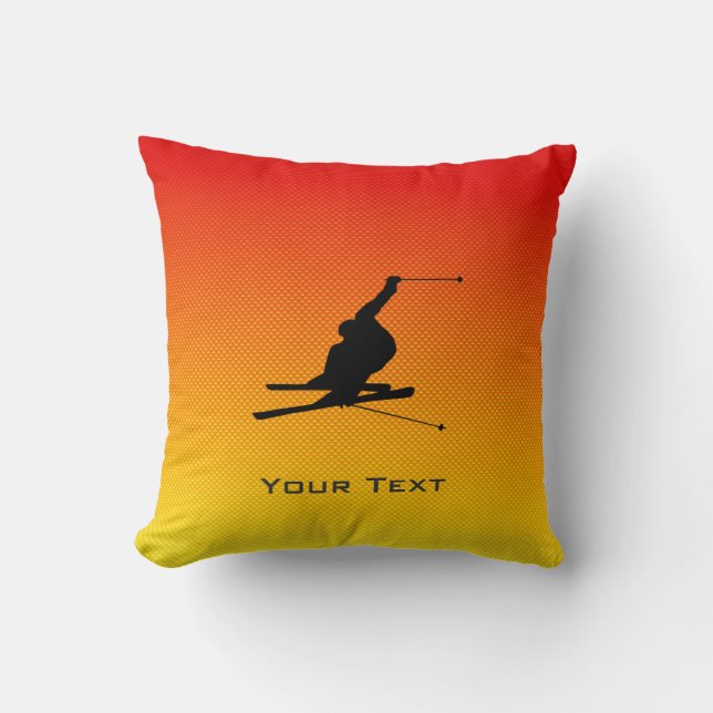 Yellow Orange Snow Skiing Cushion (Front)