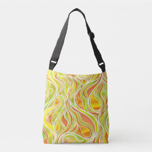 Yellow Orange Stained Glass Abstract Crossbody Bag
