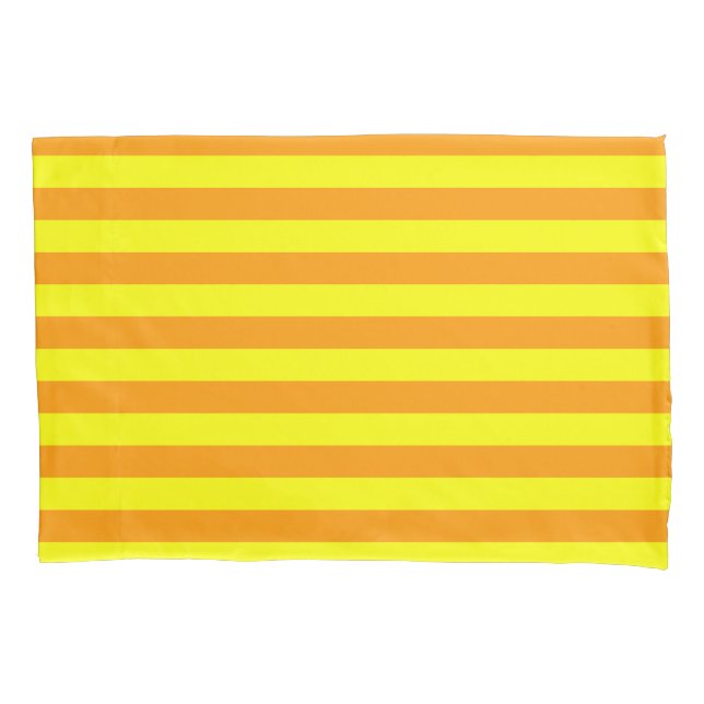 Yellow Orange Stripes Lines Pillowcase (Front)