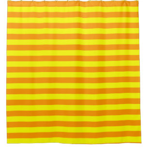 Yellow Orange Stripes Lines Shower Curtain
