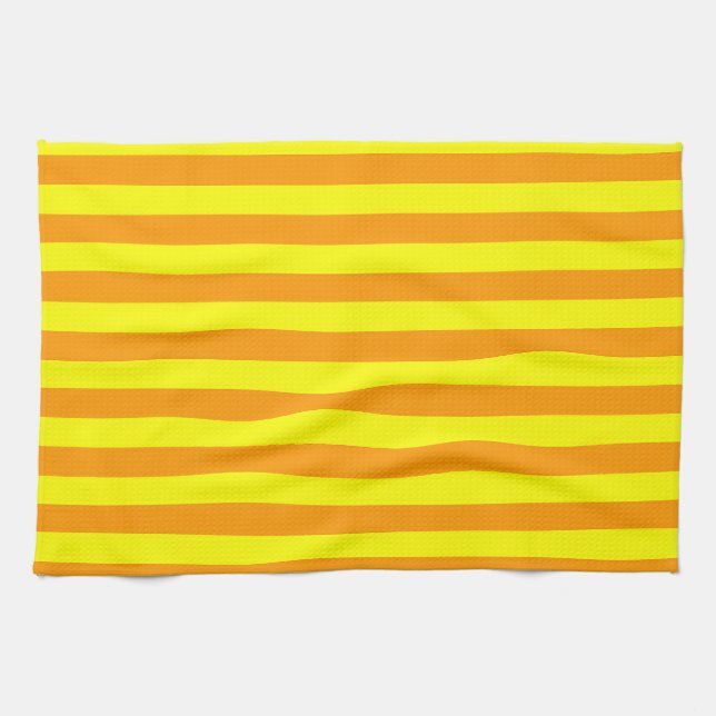 Yellow Orange Stripes Lines Tea Towel (Horizontal)