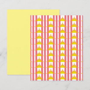 Yellow Orange Sun on Pink Stripes Scrapbook Paper