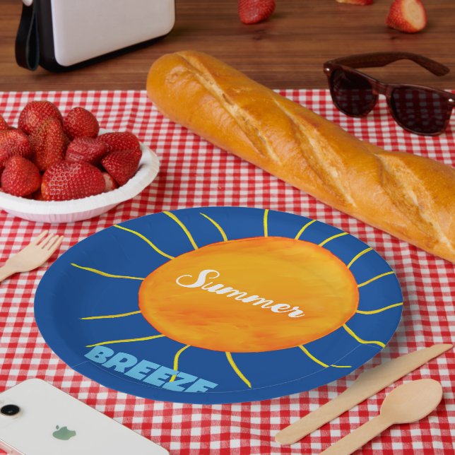 Yellow Orange Sun Summer Breeze Paper Plate (Picnic)