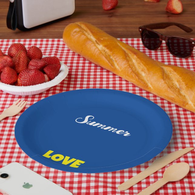 Yellow Orange Sun Summer Love Paper Plate (Picnic)