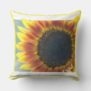 Yellow Orange Sunflower Cust. Color Throw Pillow