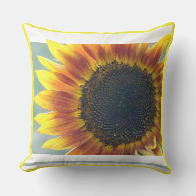 Yellow Orange Sunflower Cust. Colour Throw Pillow (Front)