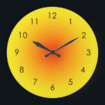 Yellow Orange Sunny Gradient Ombre  Large Clock<br><div class="desc">Beautiful digital watercolor yellow to orange gradient ombre design. Gradient summer gifts.</div>