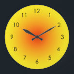 Yellow Orange Sunny Gradient Ombre  Large Clock<br><div class="desc">Beautiful digital watercolor yellow to orange gradient ombre design. Gradient summer gifts.</div>