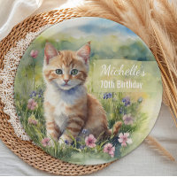 Yellow Orange Tabby Kitten Cat 70th Birthday