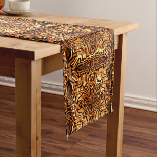 Yellow Orange Taupe Brown Hip Bohemian Bali Art Medium Table Runner