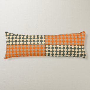 Yellow Orange Taupe Chequered Diamond Pattern Body Cushion