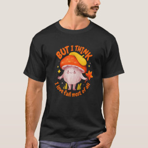Yellow Orange Tones Mushroom Figure Leaves Love Se T-Shirt