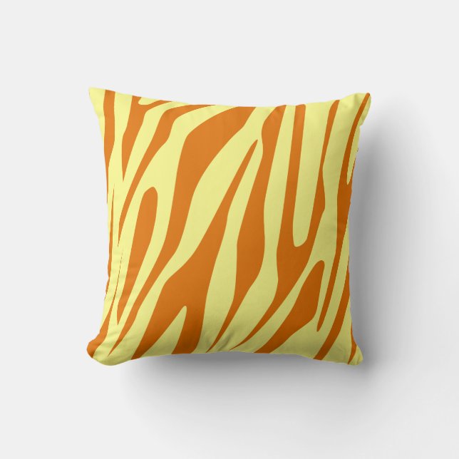 Yellow - Orange Tones Tiger Seamless Pattern Cushion (Front)