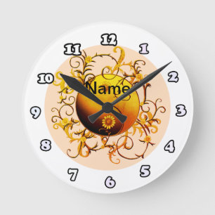 Yellow orange Tribal Yin Yang clock