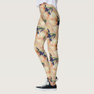 YELLOW ORANGE TULIPS FLORAL LEGGINGS