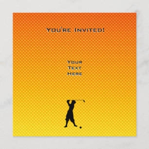 Yellow Orange Vintage Golfer Invitation