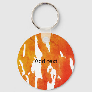 Yellow orange watercolor add text abstract paintin key ring