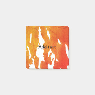 Yellow orange watercolor add text abstract paintin post-it notes