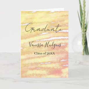 Yellow orange watercolor graduation add name year card