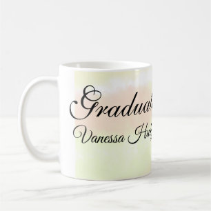 Yellow orange watercolor graduation add name year coffee mug