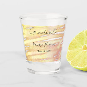 Yellow orange watercolor graduation add name year shot glass