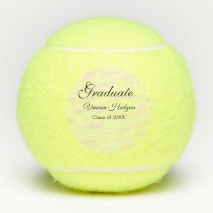 Yellow orange watercolor graduation add name year tennis balls