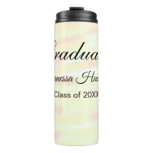Yellow orange watercolor graduation add name year  thermal tumbler