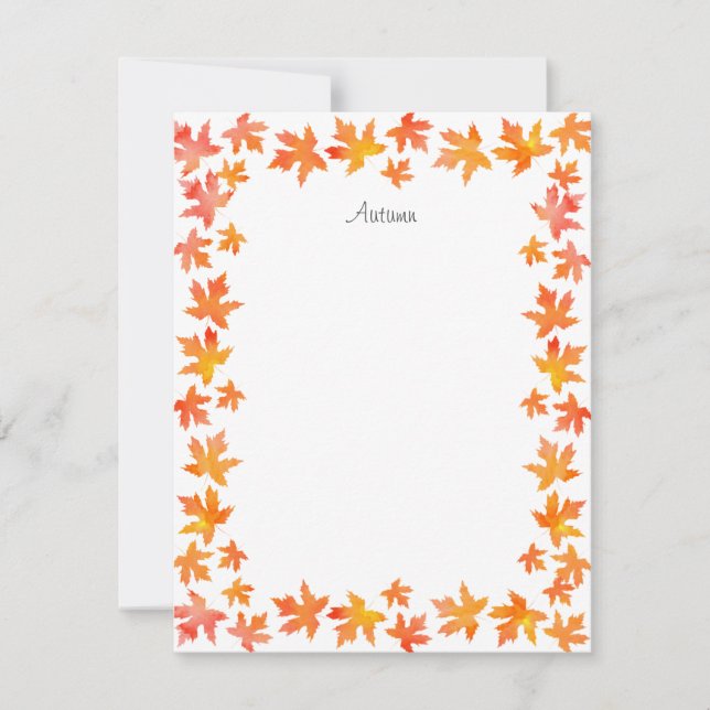  Yellow Orange Watercolor Maple Leaves Garland    Card (Front)