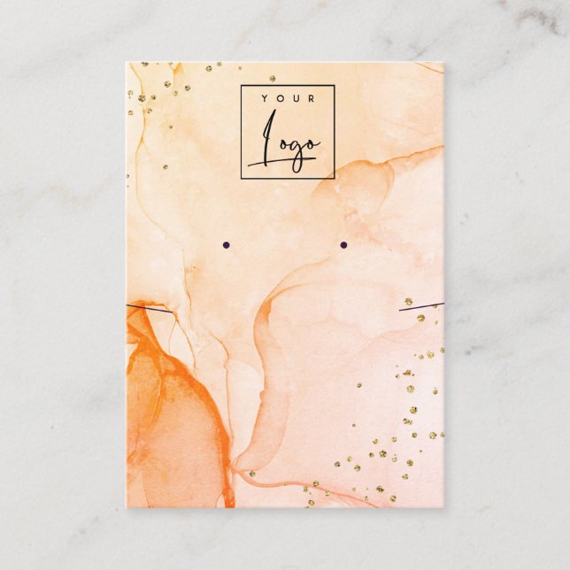 Yellow Orange Watercolor Texture Earring Necklace Business Card (Front)