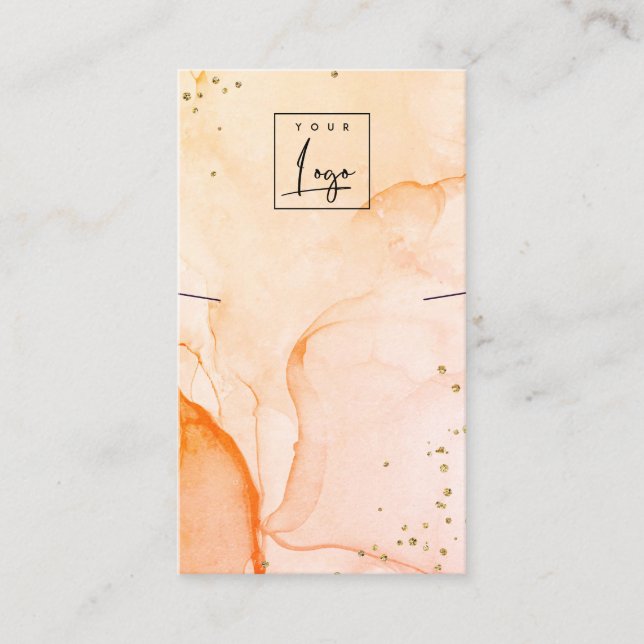 Yellow Orange Watercolor Texture Necklace Display Business Card (Front)