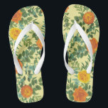 Yellow Orange Wedding Floral Flip Flops<br><div class="desc">Beautiful Orange & Light Yellow peony & rose floral wedding invitations with abundant greenery.  Perfect for a floral theme or traditional white wedding in the Spring or Summer.  Customise the colour and text to make this wedding invite your own!</div>