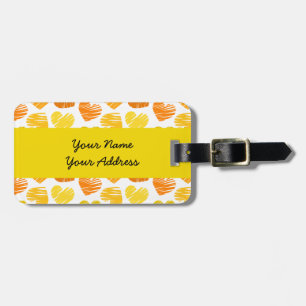 Yellow orange white hearts Luggage Tag