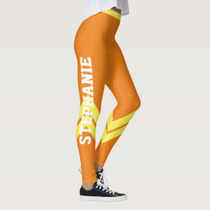 Yellow Orange & White Modern Chic Leggings