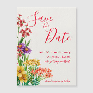 Yellow Orange Wildflowers Wedding Save the Date