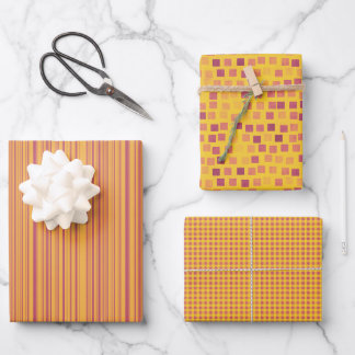 Yellow & Orange Wrapping Paper Set of 3
