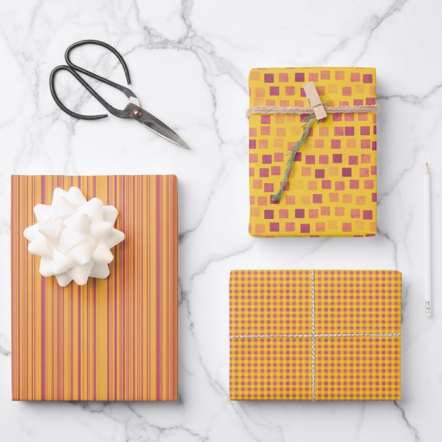 Yellow & Orange Wrapping Paper Set of 3 (Front)