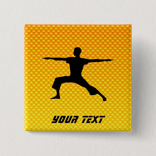 Yellow Orange Yoga 15 Cm Square Badge (Front)