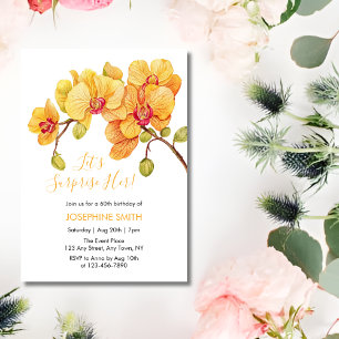 Yellow Orchid Flower Blossom Surprise Birthday Invitation