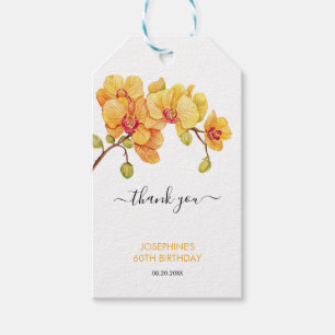 Yellow Orchid Flower Botanical Birthday Gift Tags