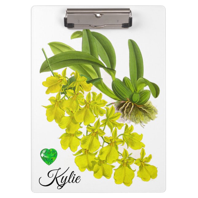 Yellow Orchid Flower Personalised Clipboard (Front)