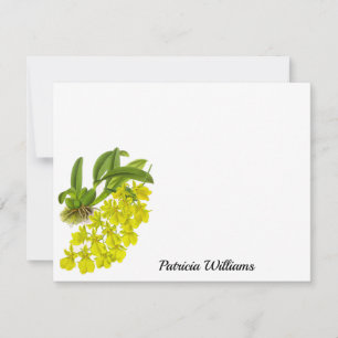 Yellow Orchid Flower Personalised Note Card