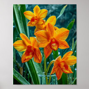 Yellow orchid flower poster