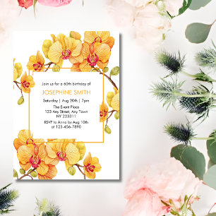 Yellow Orchid Flower Spring Blossom Birthday Invitation