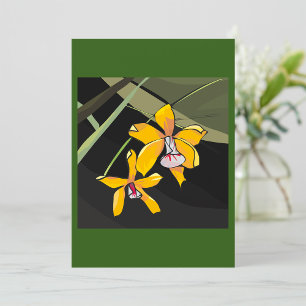 Yellow Orchid Flower Tropical Botanical Invitation