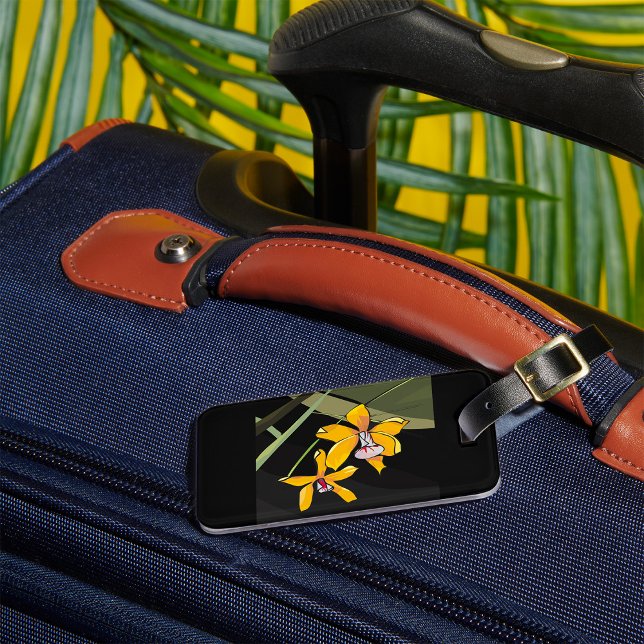 Yellow Orchid Flower Tropical Botanical Luggage Tag (Creator Uploaded)