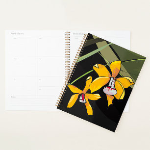 Yellow Orchid Flower Tropical Botanical Planner