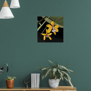 Yellow Orchid Flower Tropical Botanical Poster
