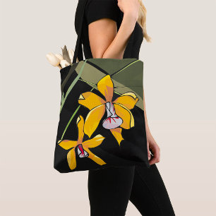 Yellow Orchid Flower Tropical Botanical Tote Bag